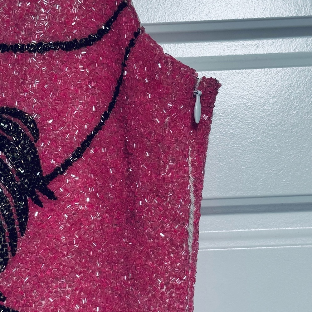 NWT Oceanus St Bart’s Hand-Beaded Crystal Pink Mini Dress Size M - Picture 6 of 8